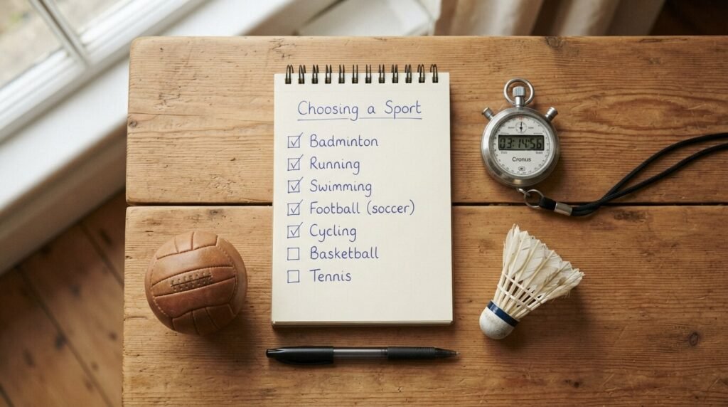 Checklist notebook for parents choosing between individual and team sports for their child